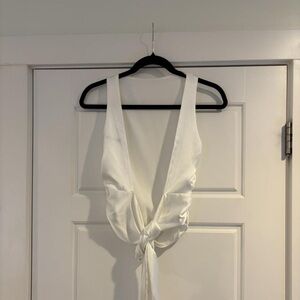 Zara White Tie-Front Top